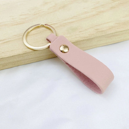 Creative Solid Color Pu Keychain Simple Couple Leather Car Key Ring Metal Universal Bag Strap Buckle Office Culture Accessories