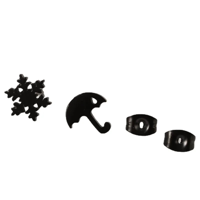 1 Pair Casual Minimalist Butterfly Umbrella Snowflake Asymmetrical Plating Hollow Out 304 Stainless Steel 18K Gold Plated Ear Studs