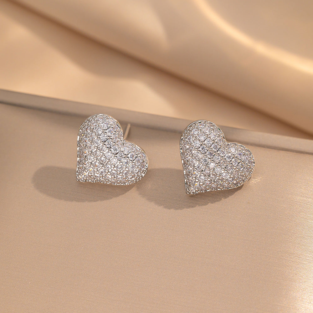 2 Pieces Moderate Luxury Flower Copper Diamond Inlay Stud Earrings