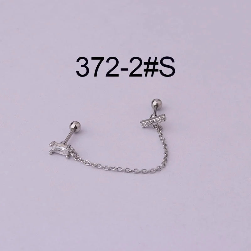 Ear Cartilage Rings & Studs Fashion Flower Copper Plating Artificial Gemstones