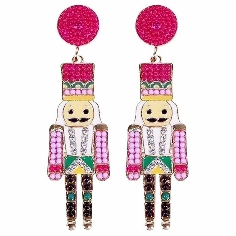1 Pair Cute Funny Classic Style Cartoon Character Nutcracker Inlay Alloy Seed Bead Drop Earrings