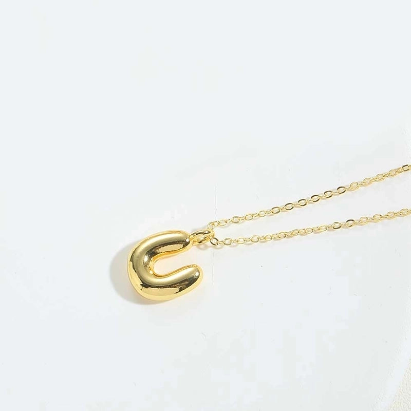 Copper 14K Gold Plated Minimalist Letter Pendant Necklace