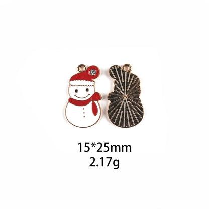 10 PCS/Package Zinc Alloy Christmas Hat Christmas Tree Santa Claus Pendant Jewelry Accessories