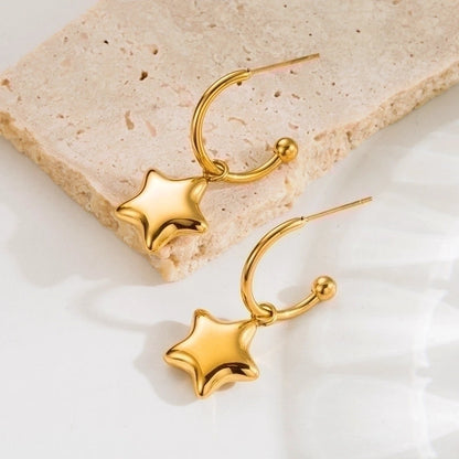 1 Pair Ig Style Vintage Style Star Heart Shape Plating Stainless Steel 18k Gold Plated Drop Earrings