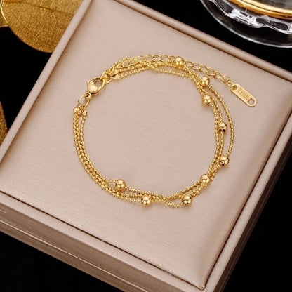 Minimalist Geometric Stainless Steel Plating Inlay Artificial Pearls Bracelets