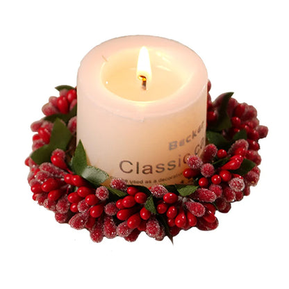 Christmas Gift Small Wreath Candle Holder Tabletop Decoration Peaceful Night Candlelight Dinner Accessories Set