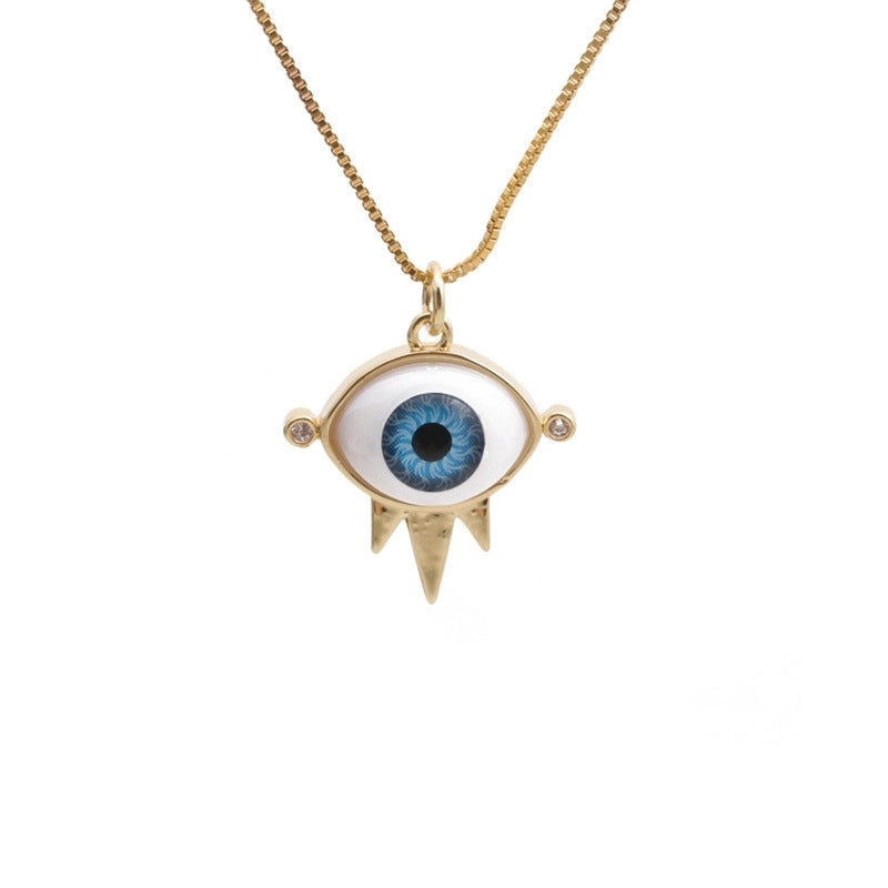 Dripping Evil Eye Copper Zircon Pendant Necklace