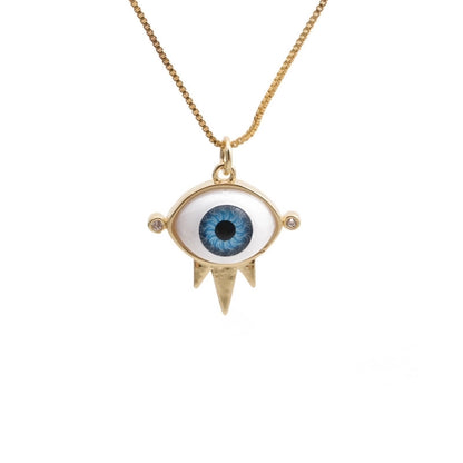 Dripping Evil Eye Copper Zircon Pendant Necklace