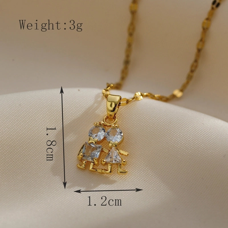 Copper Gold Plated Minimalist Classic Style Plating Inlay Solid Color Zircon Pendant Necklace