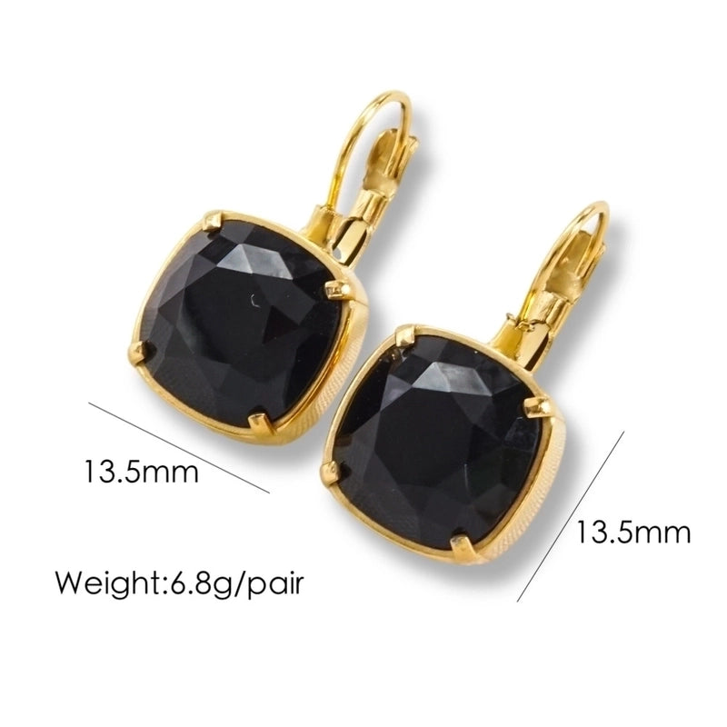 3 Pairs Retro Roman Style Geometric Plating Inlay 304 Stainless Steel Zircon 14K Gold Plated Drop Earrings