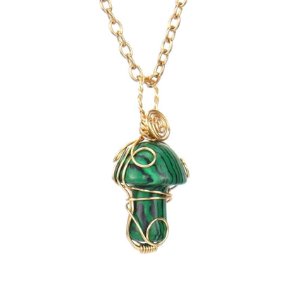 Minimalist Mushroom Natural Stone Handmade Pendant Necklace 1 Piece