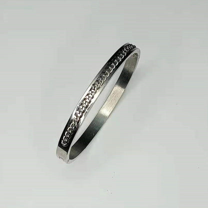 Minimalist Commute Circle Titanium Steel Plating Inlay Zircon Rings Bracelets