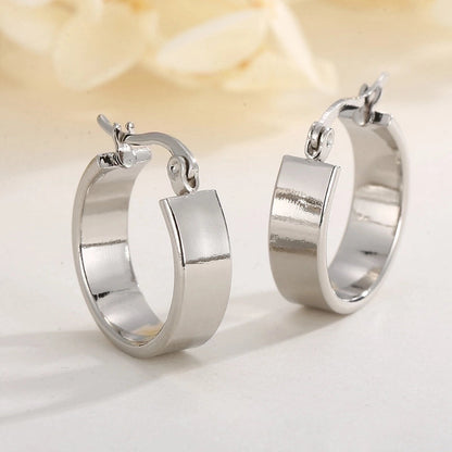 1 Pair Retro Streetwear Solid Color Plating Stainless Steel 18K Gold Plated Hoop Earrings
