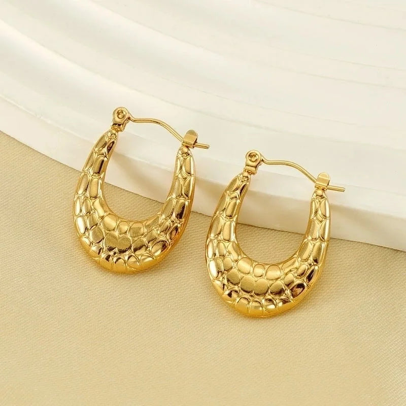 1 Pair Minimalist U Shape 304 Stainless Steel 18K Gold Plated Hoop Earrings