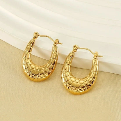 1 Pair Minimalist U Shape 304 Stainless Steel 18K Gold Plated Hoop Earrings