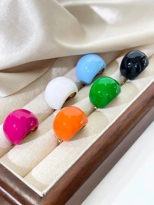 1 Pair Exaggerated Minimalist Solid Color Enamel Stainless Steel 18K Gold Plated Earrings