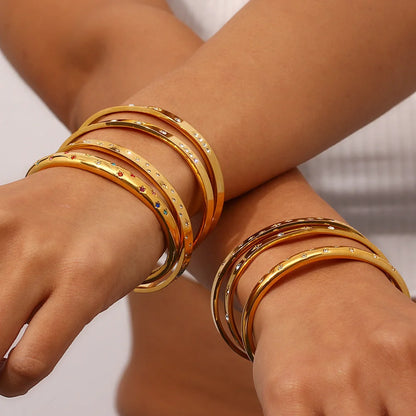 Fashion Circle Stainless Steel 18K Gold Plated Bangles