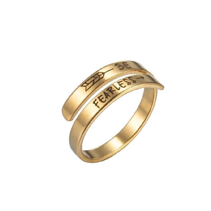 Retro Number 201 Stainless Steel No Inlaid 18K Gold Plated Plating Open Ring