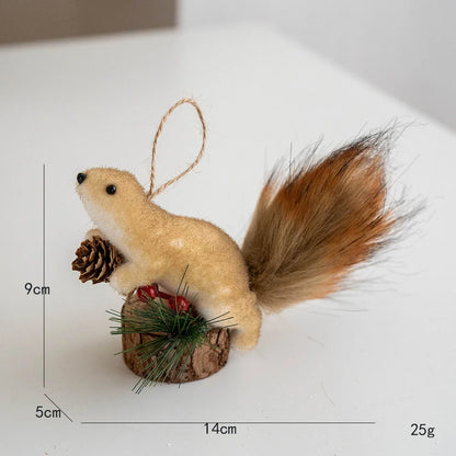 2 Pieces Korean Squirrel Christmas Decoration Real Squirrel Pendant Christmas Tree Pendant Ornament