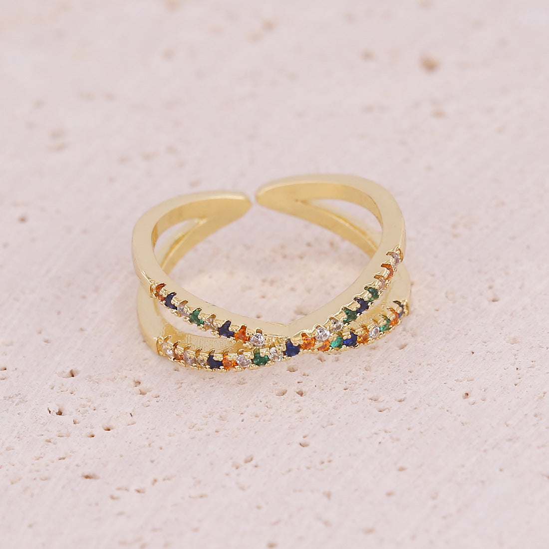 Women Eye Moon Star Copper Zircon Rings