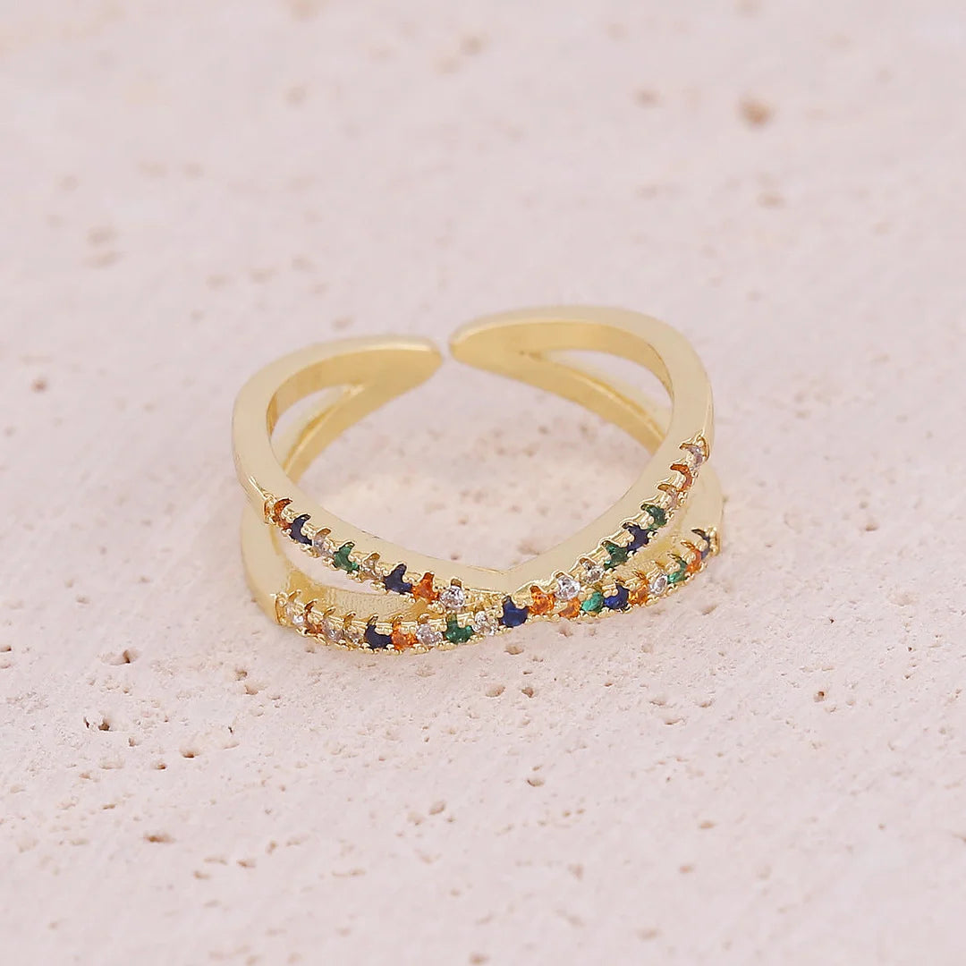 Women Eye Moon Star Copper Zircon Rings