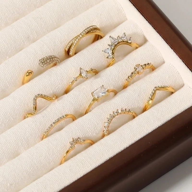 304 Stainless Steel Retro Polishing Plating Circle Zircon Rings