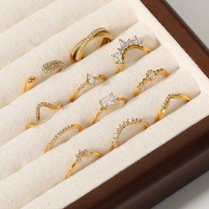 304 Stainless Steel Retro Polishing Plating Circle Zircon Rings