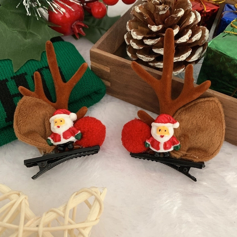 Christmas Cute Women's Christmas Tree Santa Claus Snowman Sequins Plush Hair Clip