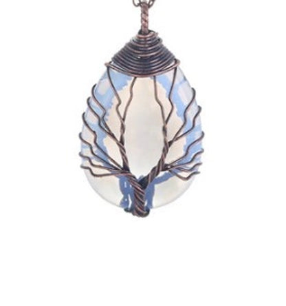 Retro Tree Water Droplets Natural Stone Crystal Charms