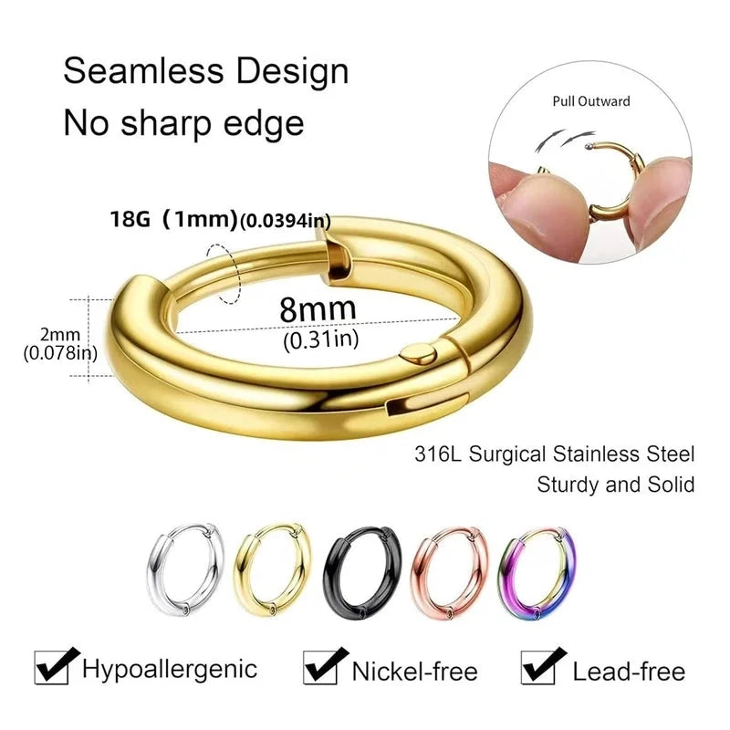 1 Pair Vintage Style Minimalist Round 304 Stainless Steel 18K Gold Plated Stainless Steel Earrings