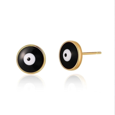 1 Pair Retro Sweet Triangle Devil\'s Eye Heart Shape Enamel Plating Inlay Copper Zircon 18k Gold Plated Ear Studs