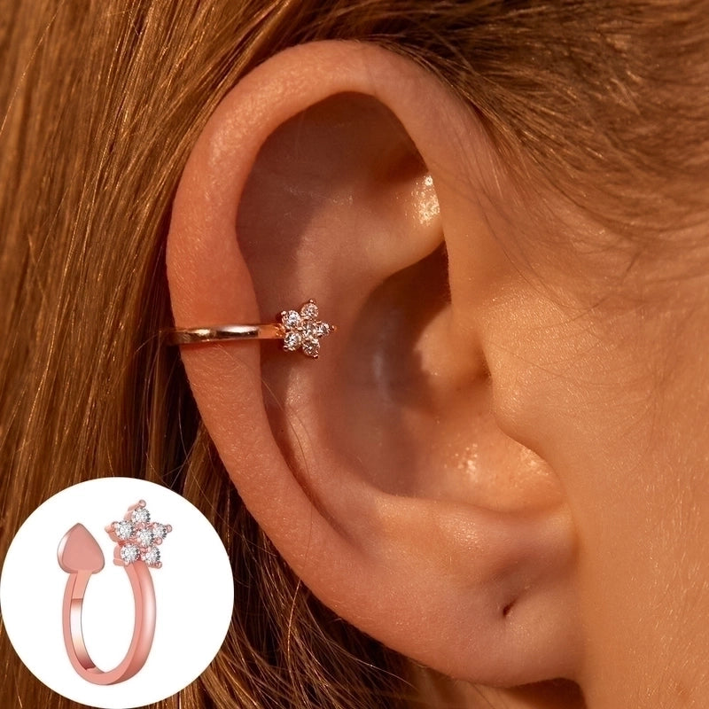 1 Piece Minimalist Commute Geometric Inlay Copper Zircon Ear Cuffs