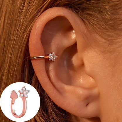 1 Piece Minimalist Commute Geometric Inlay Copper Zircon Ear Cuffs