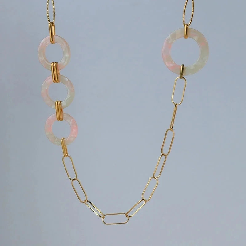 Elegant Cute Sweet Geometric Heart Shape Flower 304 Stainless Steel 14K Gold Plated Beaded Plating Necklace