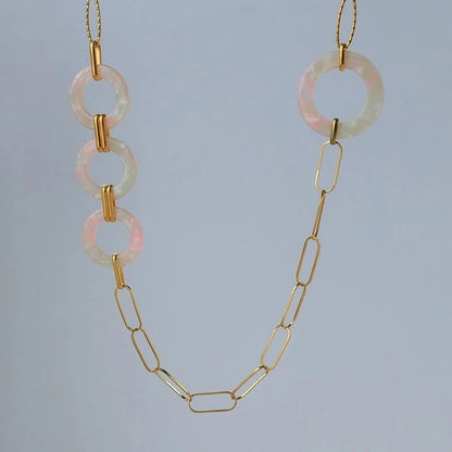 Elegant Cute Sweet Geometric Heart Shape Flower 304 Stainless Steel 14K Gold Plated Beaded Plating Necklace