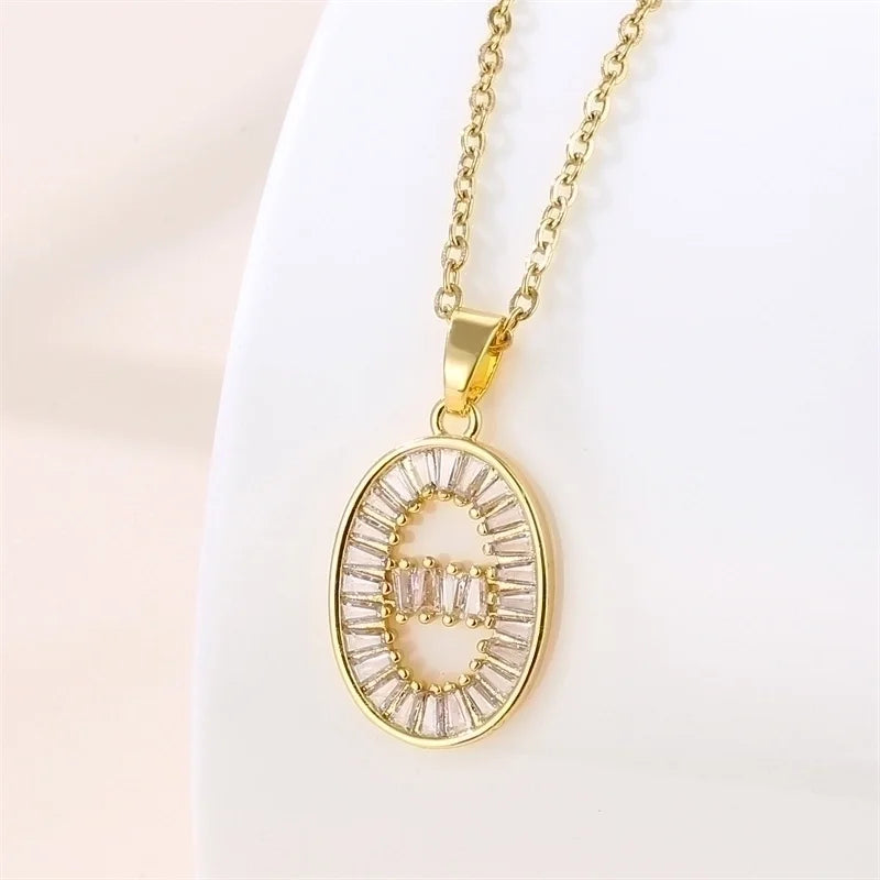 Stainless Steel Titanium Steel 18K Gold Plated Vintage Style Plating Inlay Round Heart Shape Snowflake Zircon Pendant Necklace