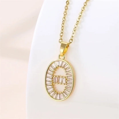 Stainless Steel Titanium Steel 18K Gold Plated Vintage Style Plating Inlay Round Heart Shape Snowflake Zircon Pendant Necklace