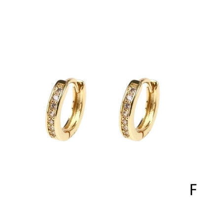 Fashion Round Gold Plated Copper Zircon Hoop Earrings
