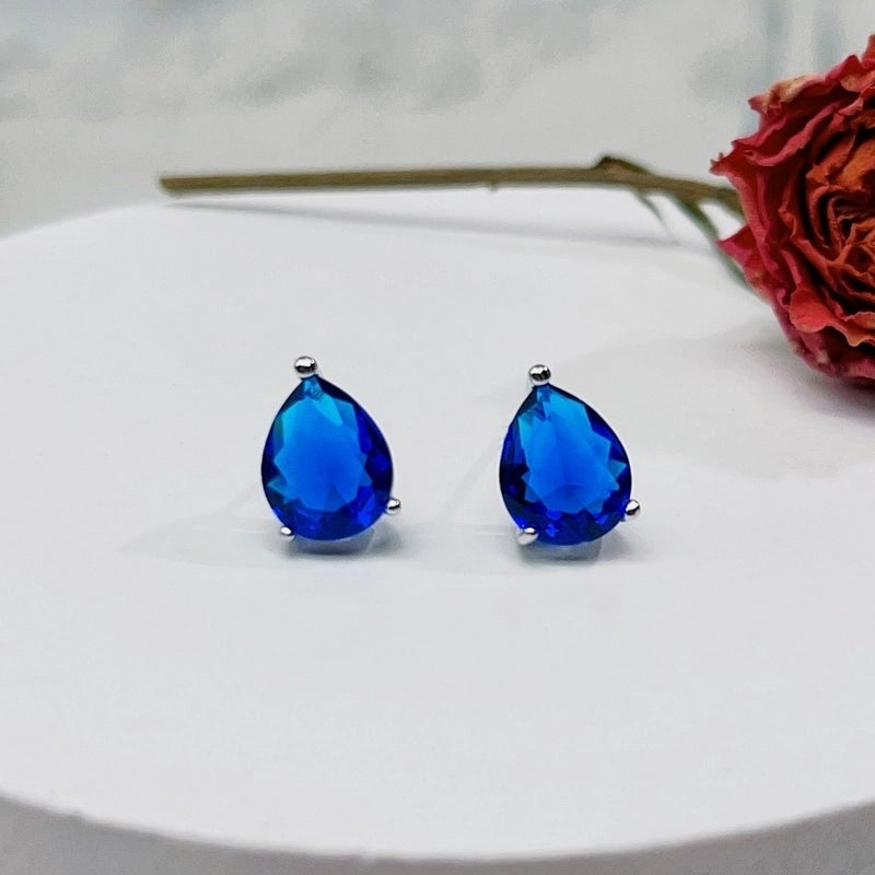 1 Pair Minimalist Water Droplets Inlay Copper Zircon White Gold Plated Ear Studs