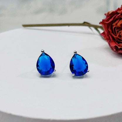 1 Pair Minimalist Water Droplets Inlay Copper Zircon White Gold Plated Ear Studs