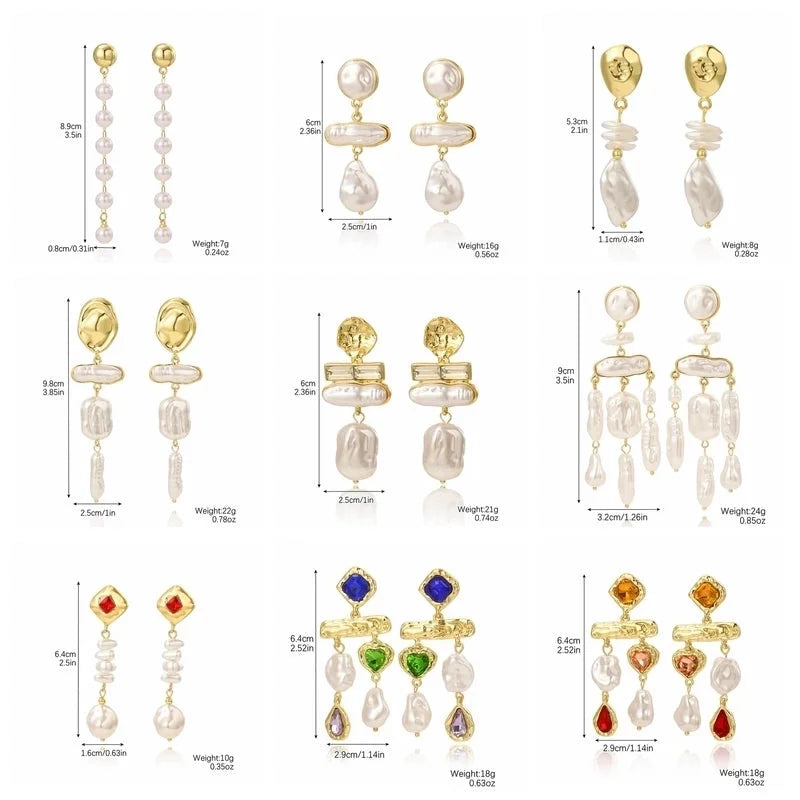 1 Pair Minimalist Geometric Inlay Imitation Pearl Rhinestones Drop Earrings