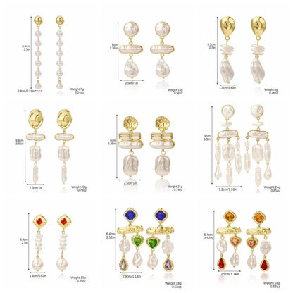 1 Pair Minimalist Geometric Inlay Imitation Pearl Rhinestones Drop Earrings