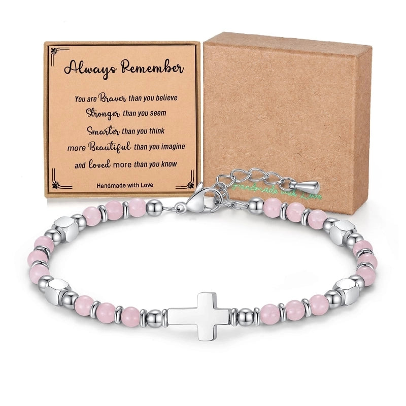 Minimalist Classic Style Round 304 Stainless Steel Natural Stone Bracelets In Bulk