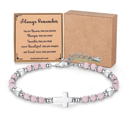 Minimalist Classic Style Round 304 Stainless Steel Natural Stone Bracelets In Bulk