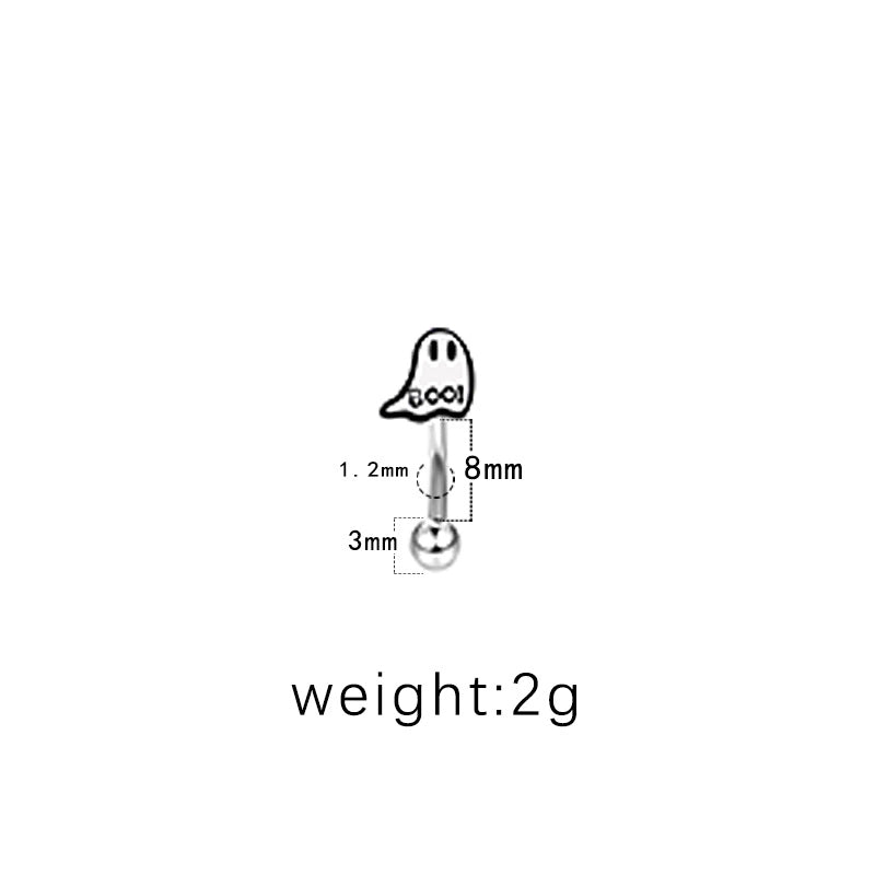 1 Piece Eyebrow Studs Hip-Hop Punk Geometric Ghost Stainless Steel Copper Epoxy Plating Rhinestones Zircon