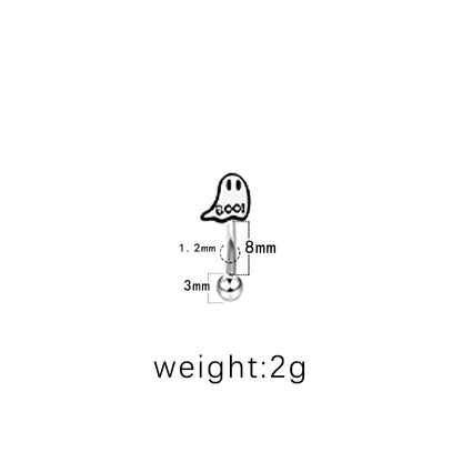 1 Piece Eyebrow Studs Hip-Hop Punk Geometric Ghost Stainless Steel Copper Epoxy Plating Rhinestones Zircon