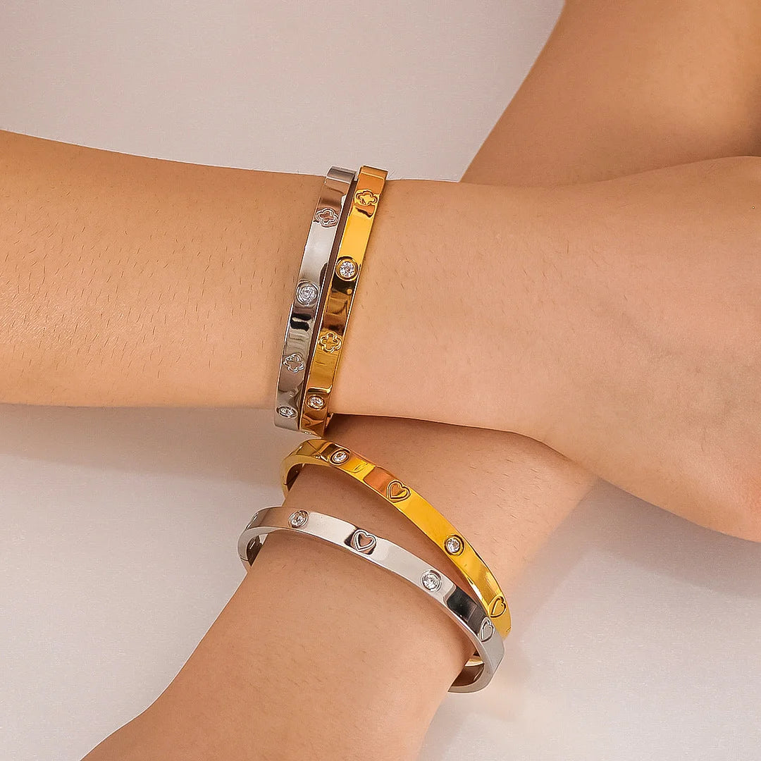 IG Style Circle Irregular Heart Stainless Steel Electroplating Bangles