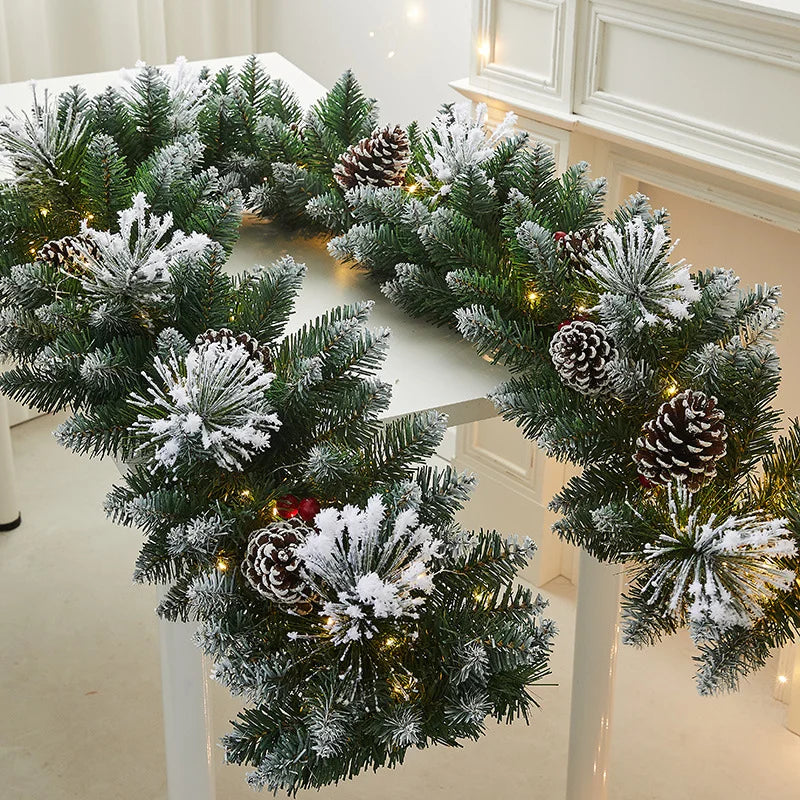 Christmas Decorative Dense Flocked Snowflake Vine Hotel Mall Window Display Doorway Stair Handrail Arrangement