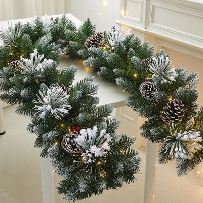 Christmas Decorative Dense Flocked Snowflake Vine Hotel Mall Window Display Doorway Stair Handrail Arrangement