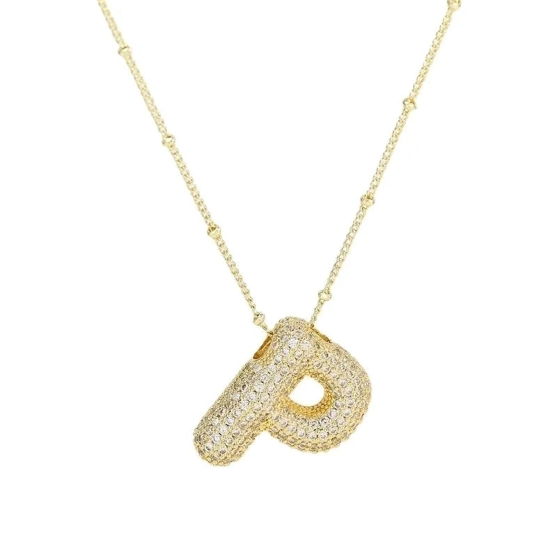 Casual Minimalist Letter Brass Plating Zircon Pendant Necklace 1 Piece